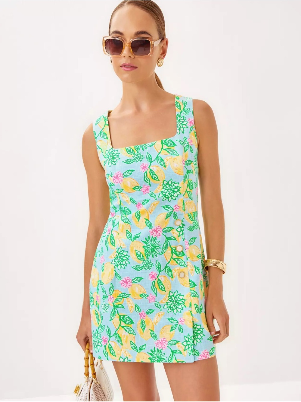 Lilly Pulitzer Kalinara Skirted Romper "Bluette Make Lemonade"